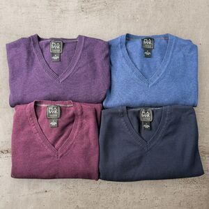 Lot of 4 Jos A Bank Traveler Sweater Mens XL Pima Cotton V-Neck Multicolor